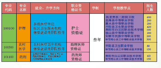 贵阳护理职业学院惠水校区招生计划