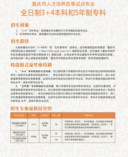 重庆市机械高级技工学校2019年招生简章