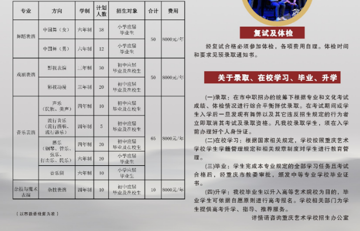 重庆艺术学校2019招生简章